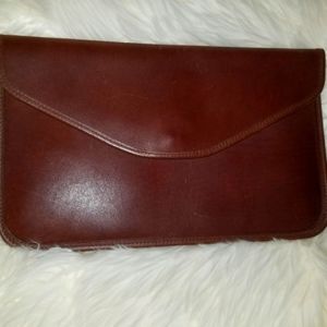 Michael Green Leather Brown Envelope Clutch early 1990's style